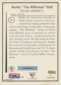 1993 Pro Billiards Tour #76 Buddy Hall Back